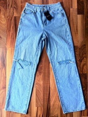 High-Rise Light Blue Distressed Women’s Jeans